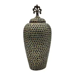 GENERICO - Jarron Florero Ceramica Diseño Envejecido Puntos Alargado