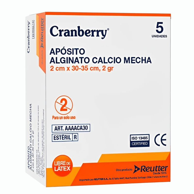 CRANBERRY - Apósito Alginato Calcio Mecha 2x30 Cranberry 5 Unidades