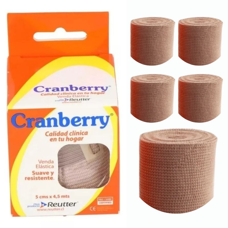 CRANBERRY - Venda Elástica 5 cm X 4.5 Mts Cranberry Pack 5 un
