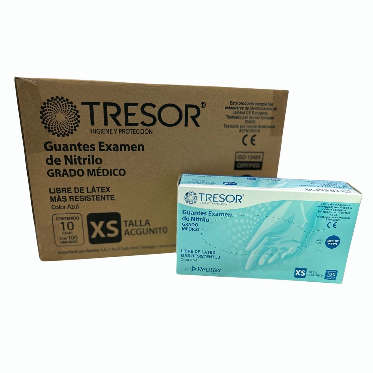 REUTTER - Pack 10 Cajas Guantes Nitrilo Celeste Tresor - Talla XS