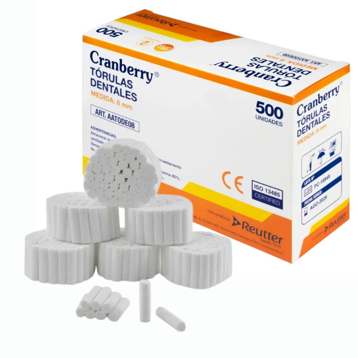 CRANBERRY - Torulas Dentales 8mm Cranberry Caja 500 Unidades