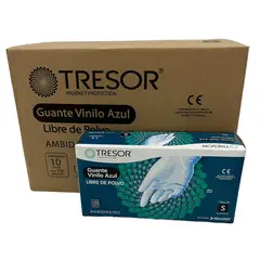 REUTTER - Pack 10 Cajas Guantes Vinilo Azul Sin Polvo Tresor - Talla S