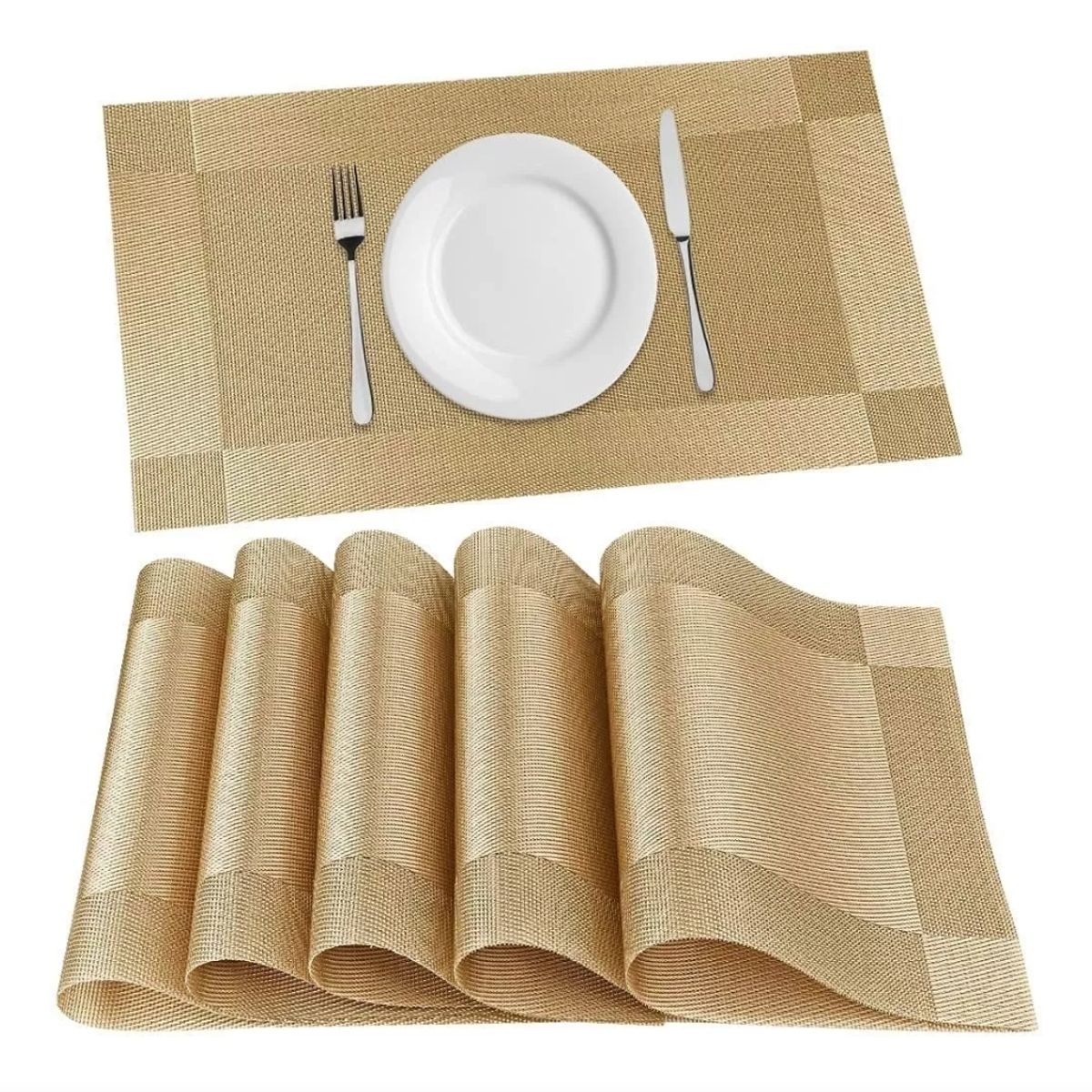 GENERICO - Set 6 Individual De Mesa Impermeable Ecocuero Warrior Café