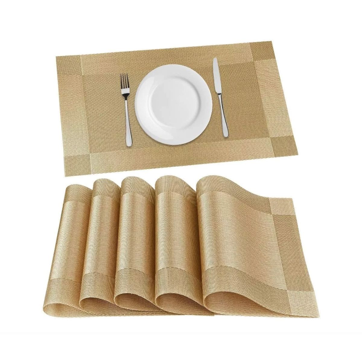 GENERICO - Set 6 Individual De Mesa Impermeable Ecocuero Warrior Café