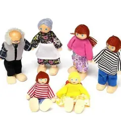 GENERICO - Juguete Set Mini Familia 6 Piezas Madera Pedagogia Activa