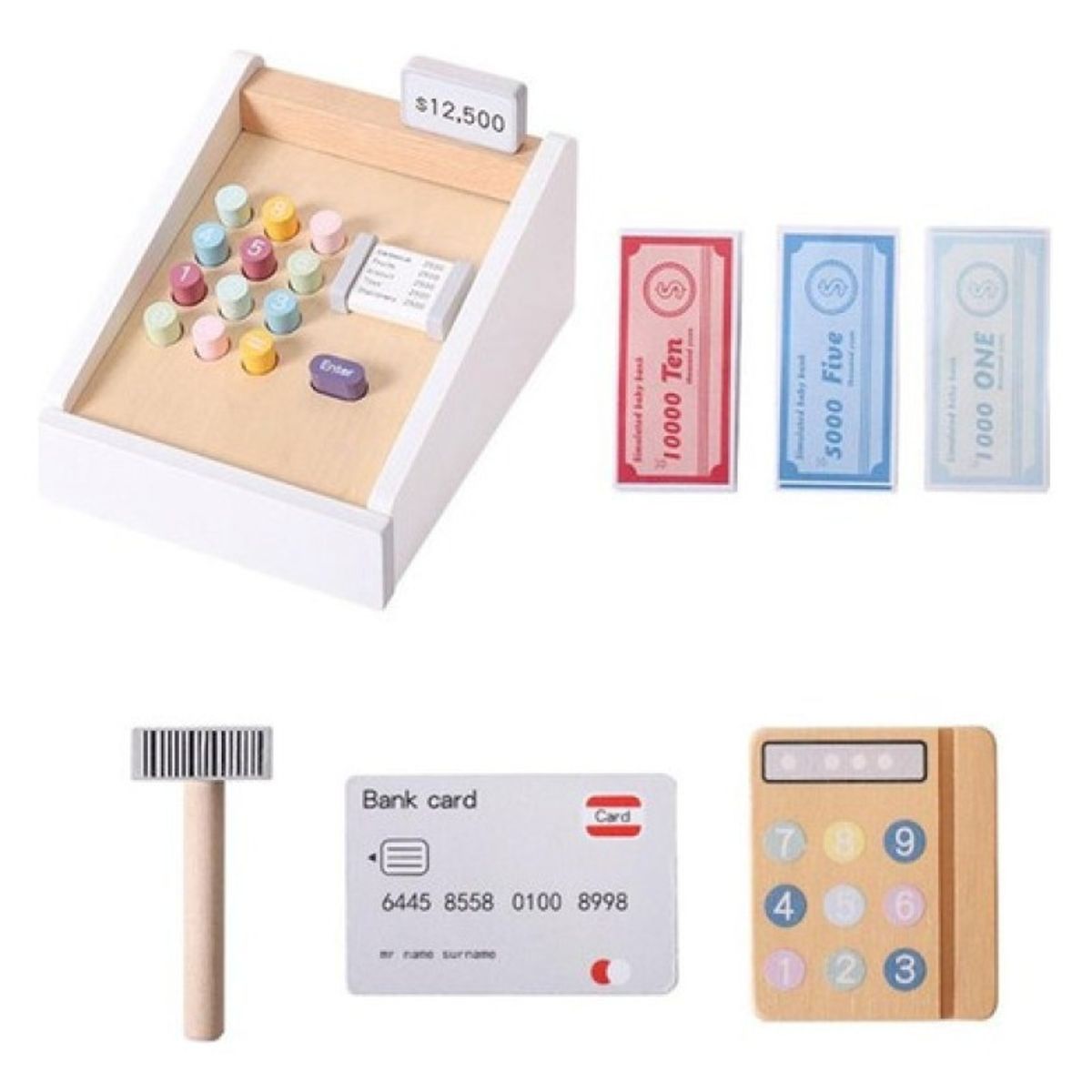 GENERICO - Caja Registradora De Madera Juguete De Madera Didactico