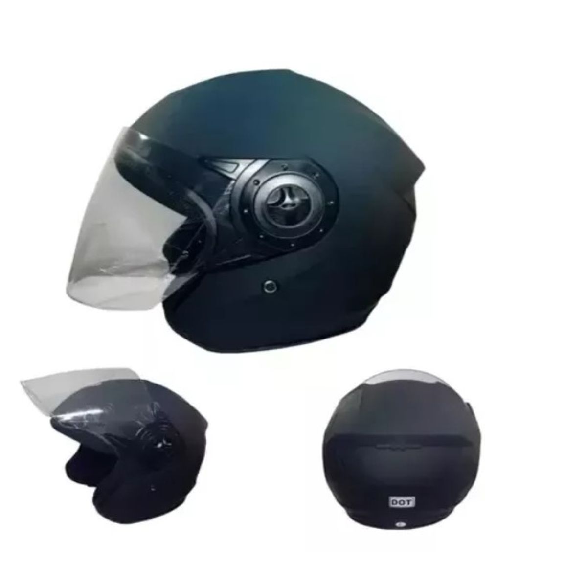 GENERICO - Casco De Moto Abierto Negro Mate