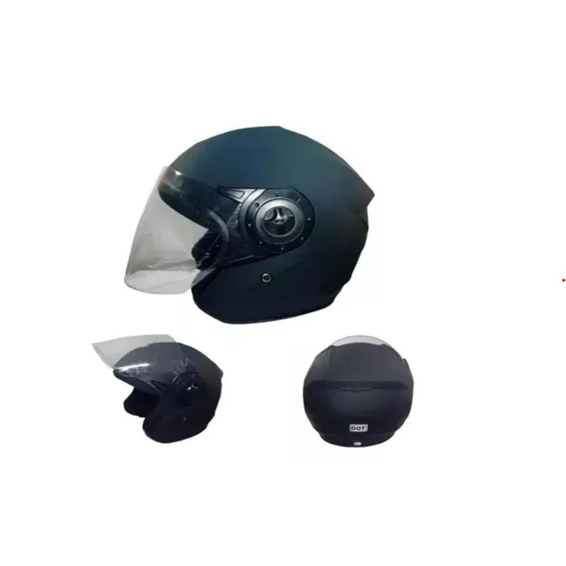 GENERICO - Casco De Moto Abierto Negro Mate