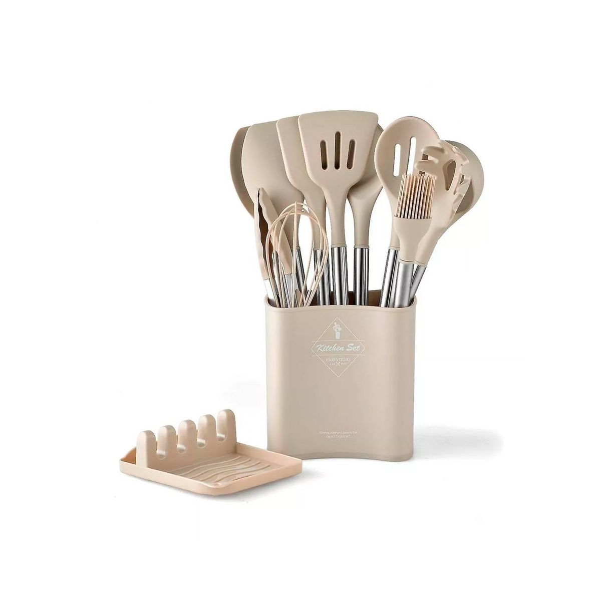 GENERICO - Set 13 Utensilios De Cocina De Acero Inoxidable Y Silicona