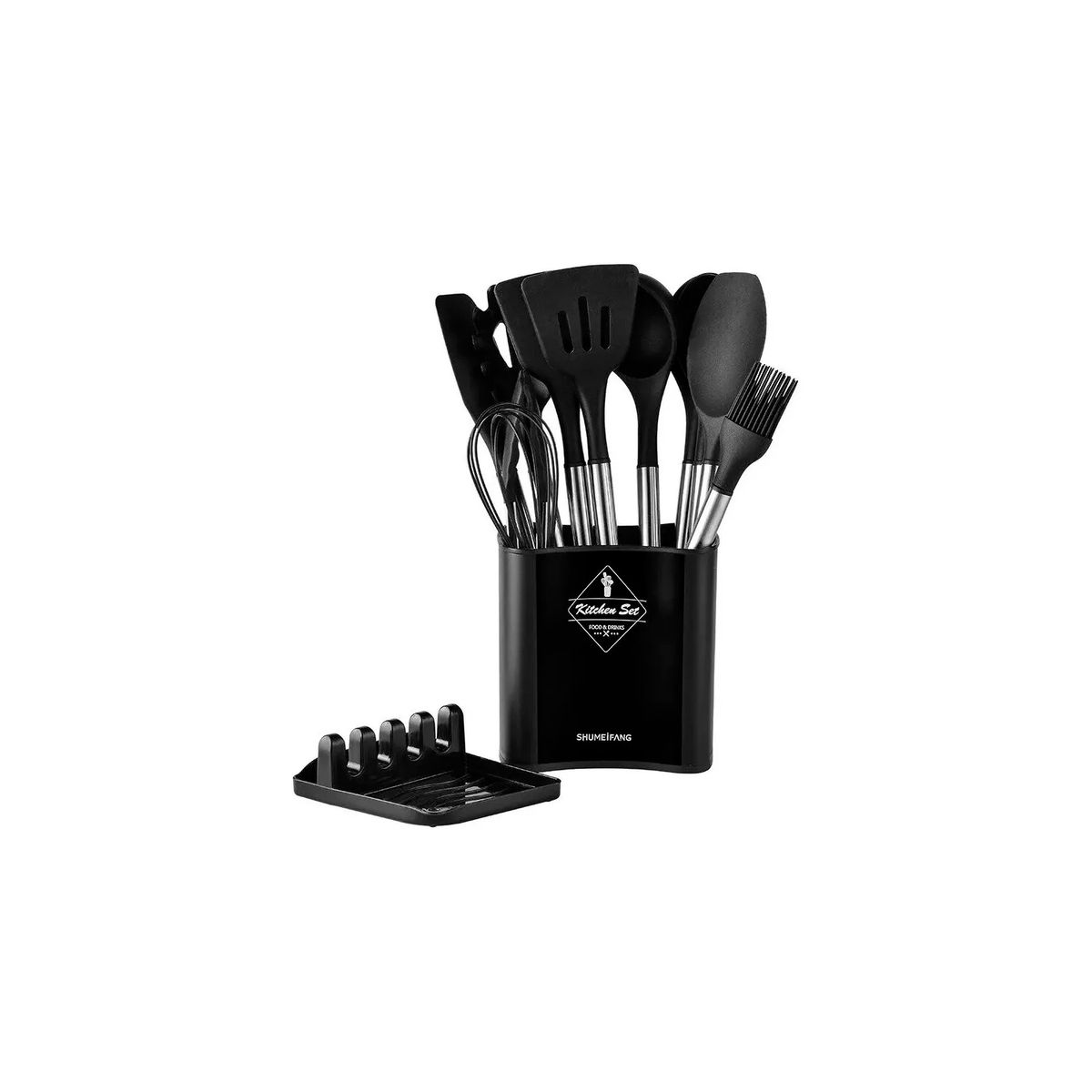 GENERICO - Set 13 Utensilios De Cocina De Acero Inoxidable Y Silicona