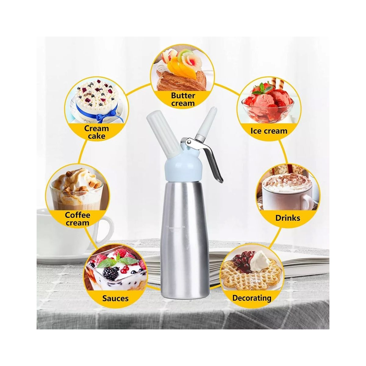 GENERICO - Sifon De Crema Batida Sifon Crema Chantilly Sifon Cocina 500