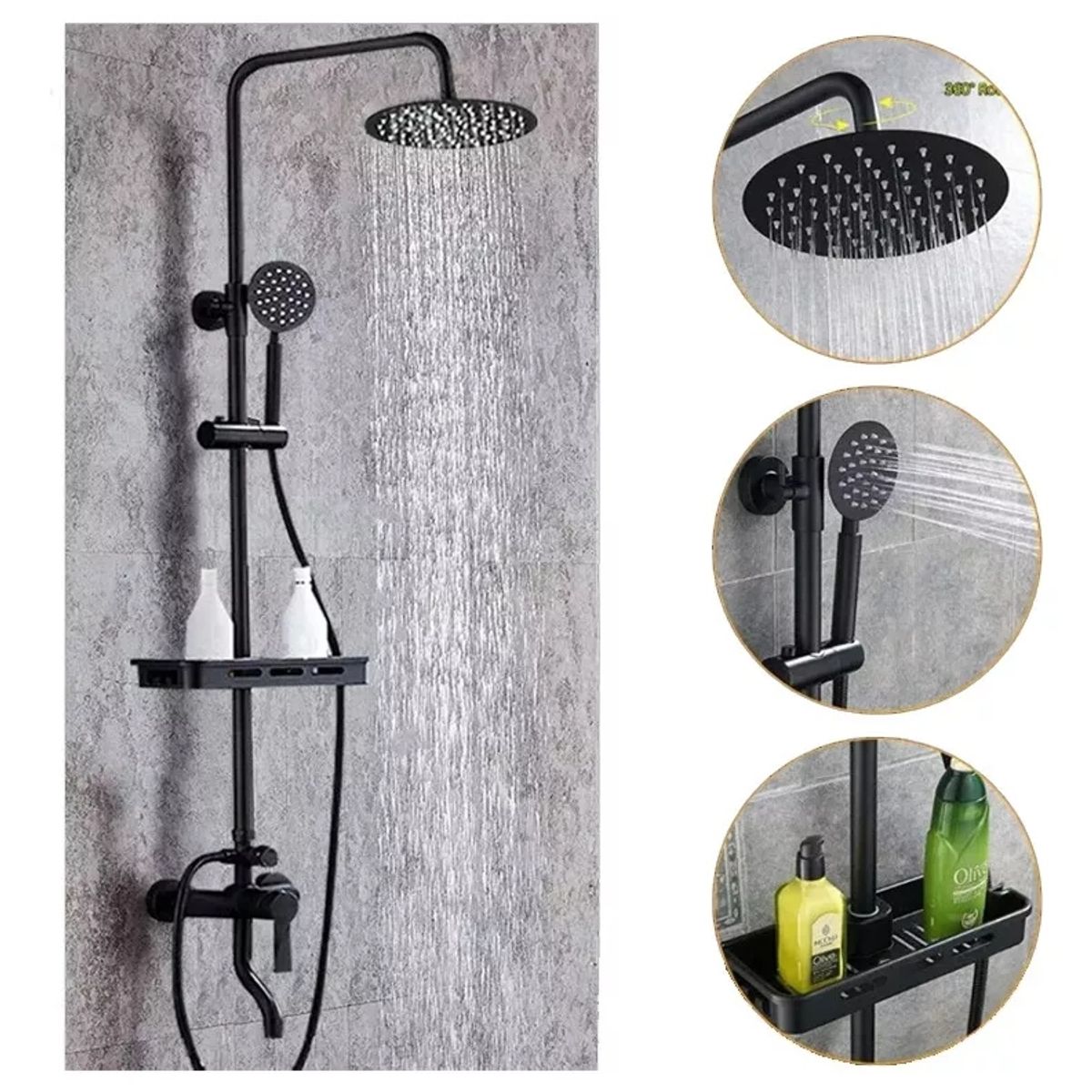 KUANGYE - Juego Columna De Ducha Termostáticos Para Baño 3 Funciones