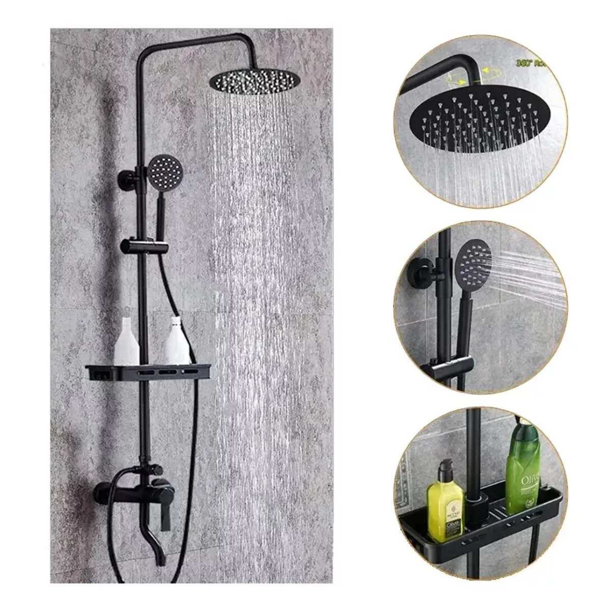 KUANGYE - Juego Columna De Ducha Termostáticos Para Baño 3 Funciones