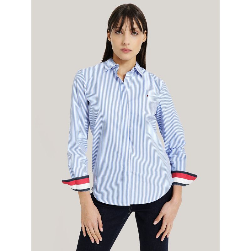 TOMMY HILFIGER - CAMISA DE RAYAS RELAXED CELESTE TOMMY HILFIGER