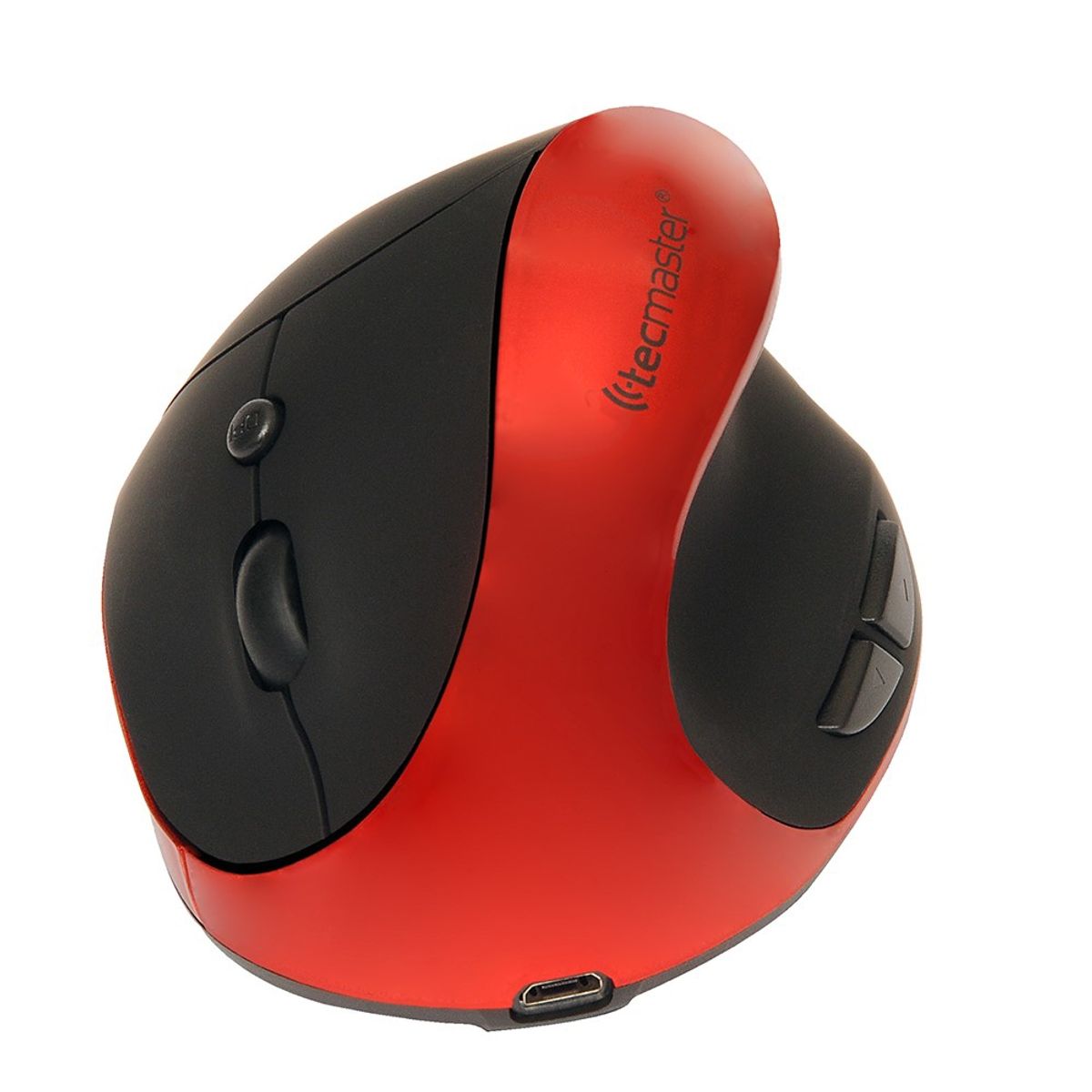 TECMASTER - Mouse Ergonómico Tecmaster Inalámbrico Recargable NegroRojo