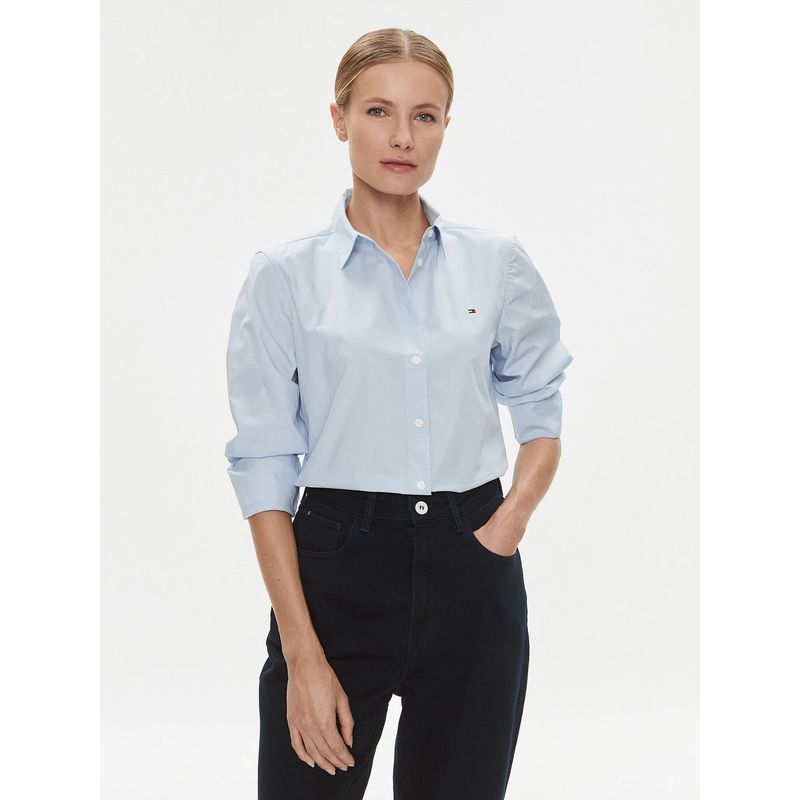 TOMMY HILFIGER - CAMISA SOLID E ALGODÓN ORGÁNICO CELESTE TOMMY HILFIGER