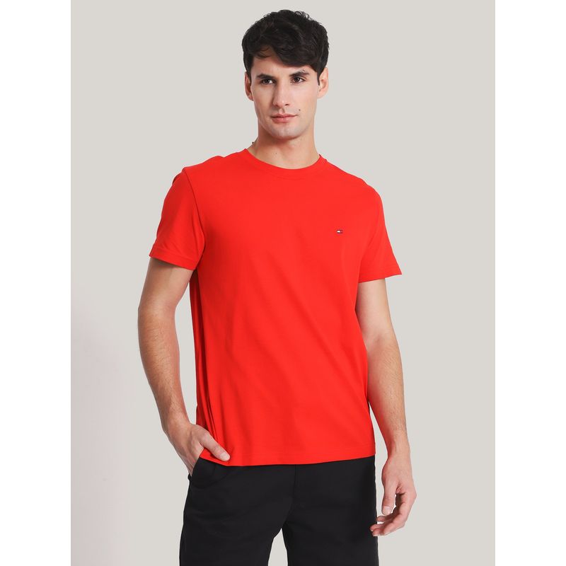 TOMMY HILFIGER - Polera Essential Cotton C-Neck Slim Fit Rojo Tommy Hilfiger