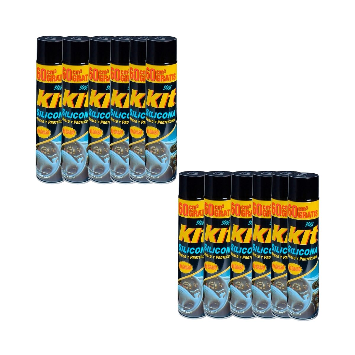 KIT - Silicona Para Autos Kit Aerosol 480 Ml pack por 12