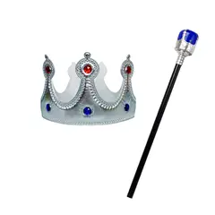 GENERICO - Set De Rey Corona + Cetro Disfraz Cosplay Niños