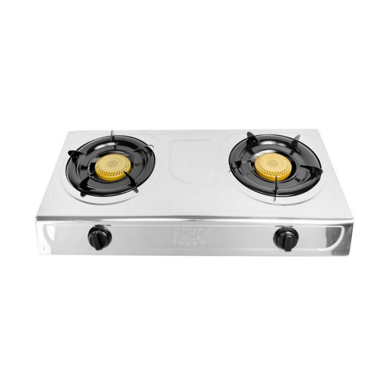 BOKO - Cocinilla Encimera A Gas 2 Platos Plateada