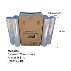 GENERICO - Pack 2 Rollo Film Stretch color transparente de 2kg marca Packintime