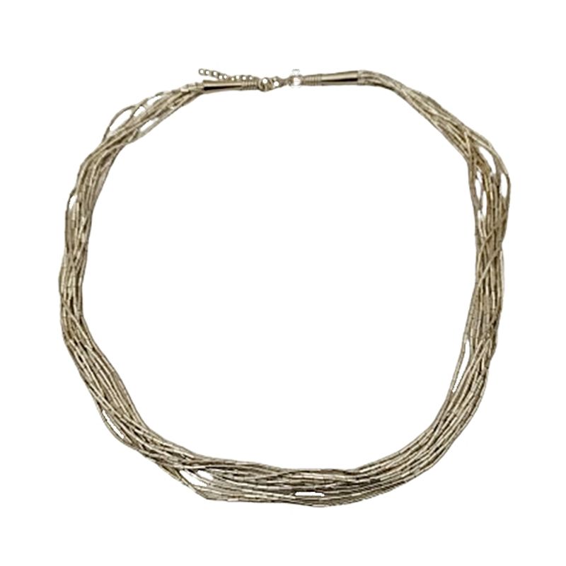 JOYAS MYTOKE - Collar Mujer Mostacillas 10 Vueltas Plata Fina 925 Clasica