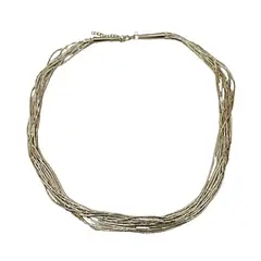 JOYAS MYTOKE - Collar Mujer Mostacillas 10 Vueltas Plata Fina 925 Clasica