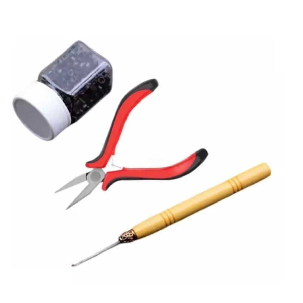 GENERICO - Kit 3 Extensiones De Pelo Microring+ Alicate Cafe