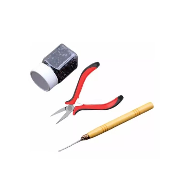 GENERICO - Kit 3 Extensiones De Pelo Microring+ Alicate Cafe