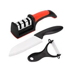 GENERICO - Set 3 Cocina Afilador Cuchillo Pelador