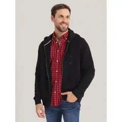 TOMMY HILFIGER - Polerón Hoodie Con Cierre Logo Negro