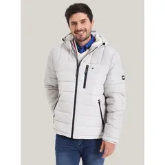 TOMMY HILFIGER - Parka Hoodie Quilted Con Logo Blanco