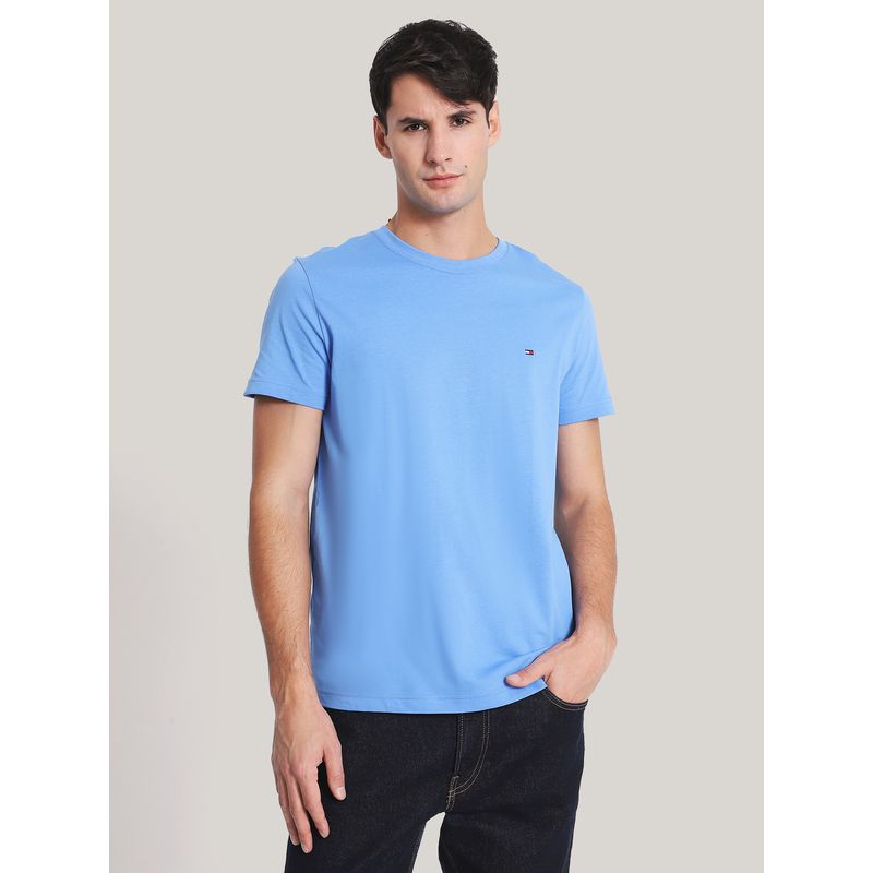 TOMMY HILFIGER - Polera Essential Cotton C-Neck Slim Fit Celeste Tommy Hilfiger