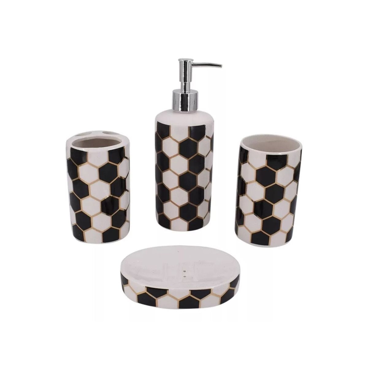 GENERICO - Set Juego De Baño Premium 4 Accesorios Cerámico