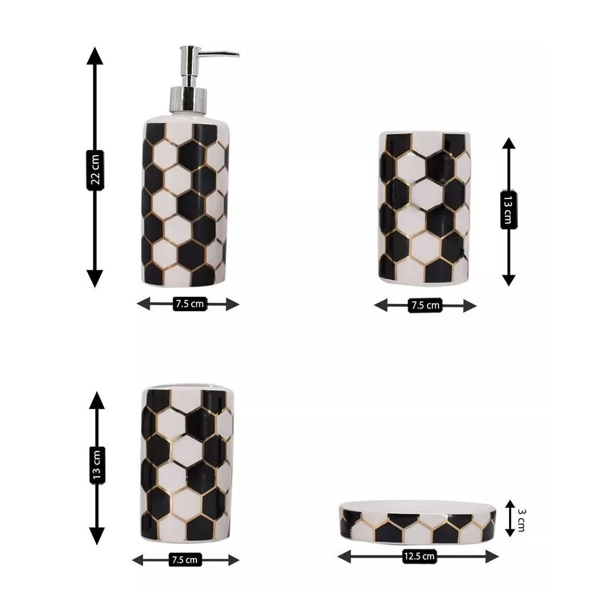 GENERICO - Set Juego De Baño Premium 4 Accesorios Cerámico