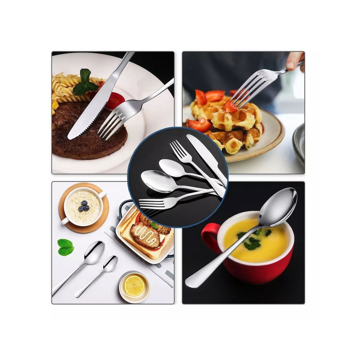 GENERICO - Juego De Cubiertos De Acero Inoxidable, 30 Piezas