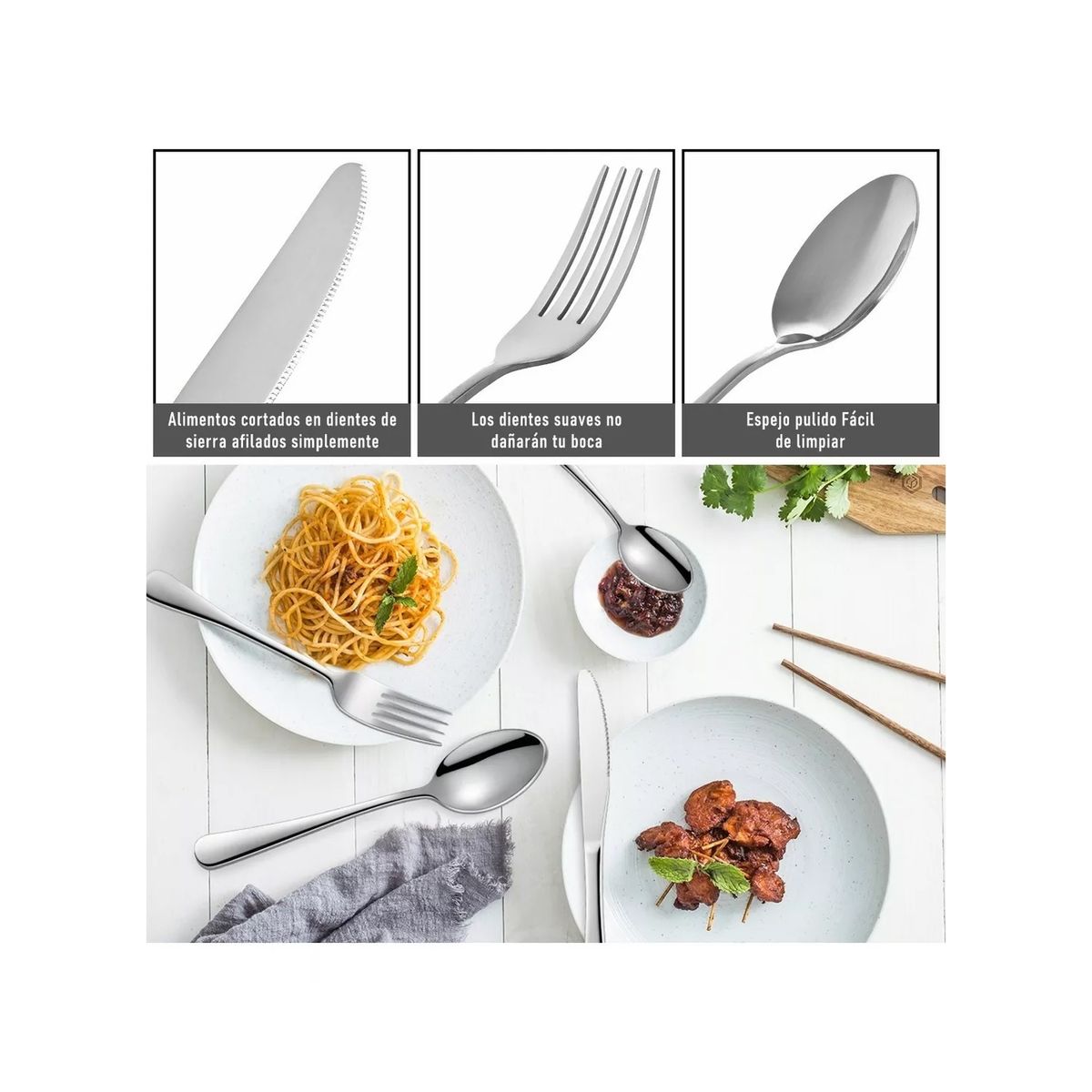 GENERICO - Juego De Cubiertos De Acero Inoxidable, 30 Piezas