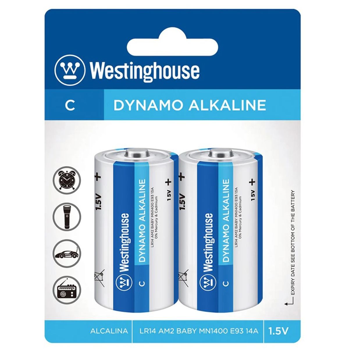 WESTINGHOUSE - Pack 2 Pilas Dynamo Alcalina C Westinghouse