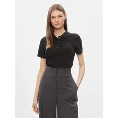 TOMMY HILFIGER - Polo Slim Fit Con Tejido Pique Negro