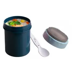 GENERICO - Termo De Comida Taza Sopa Gran Capacidad Con Cuchara 600ml Azul