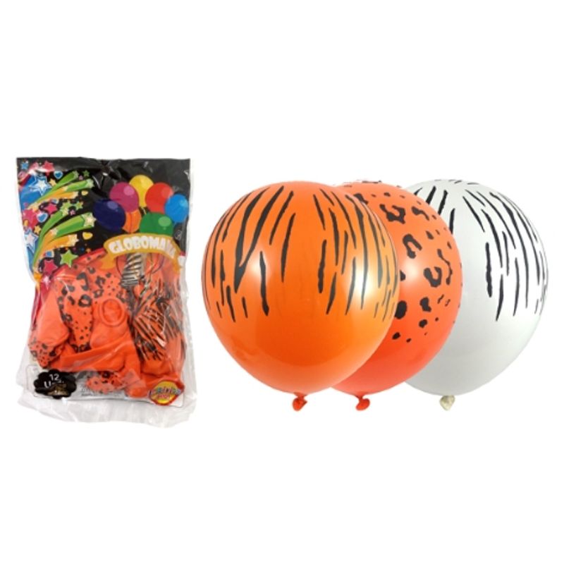 GENERICO - Globos Impreso Animal Print X 12 Unidades