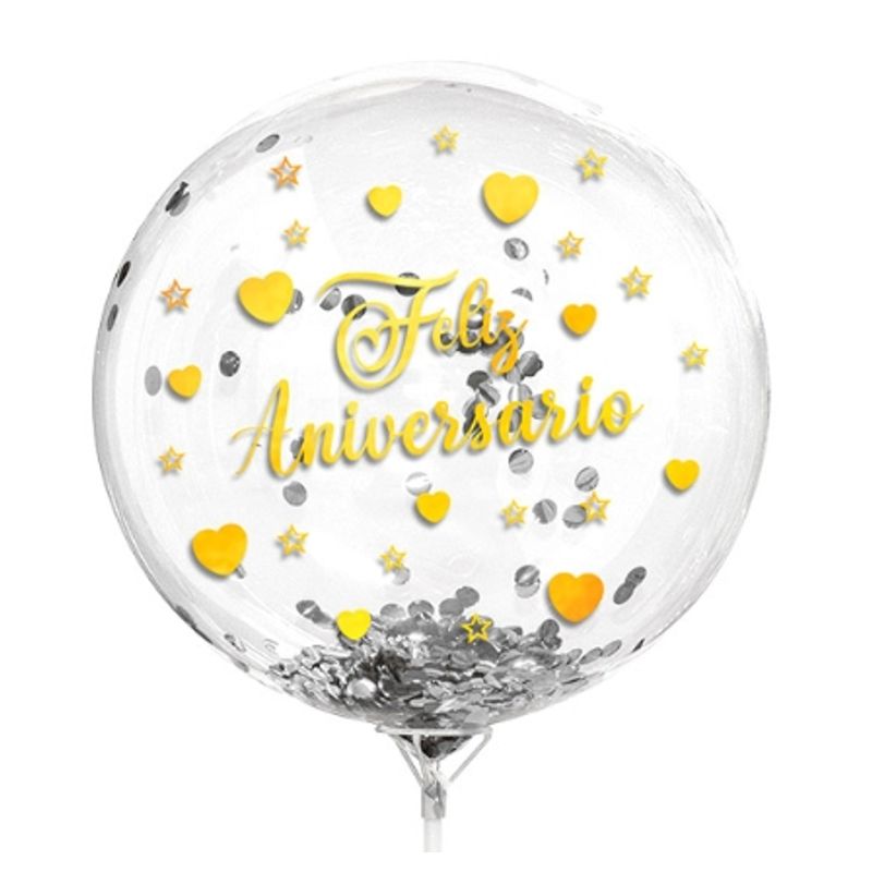 GENERICO - Globo Burbuja Feliz Aniversario X1 Uni