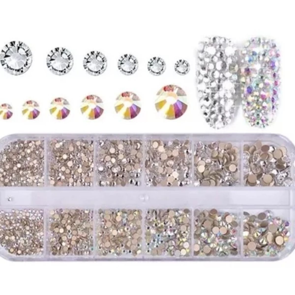 GENERICO - Cristales De Uñas Deco Art Rhinestones 12 Grid Diamond