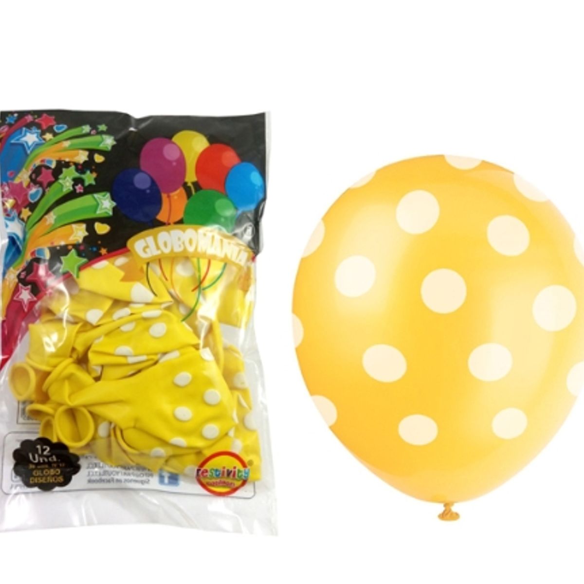 GENERICO - Globos Latex Polka Color Amarillo X12