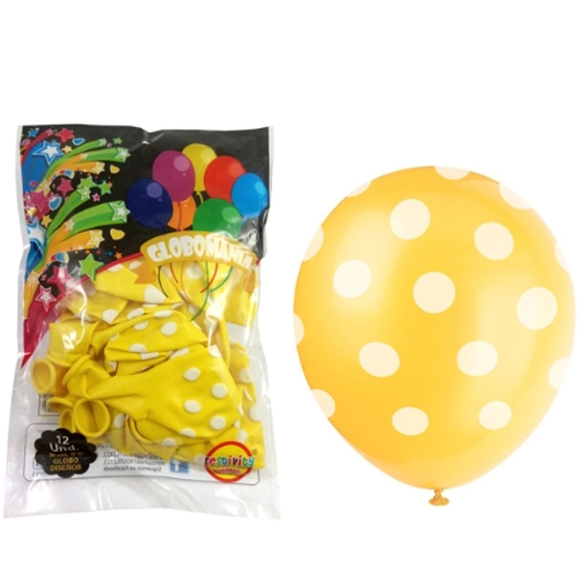 GENERICO - Globos Latex Polka Color Amarillo X12
