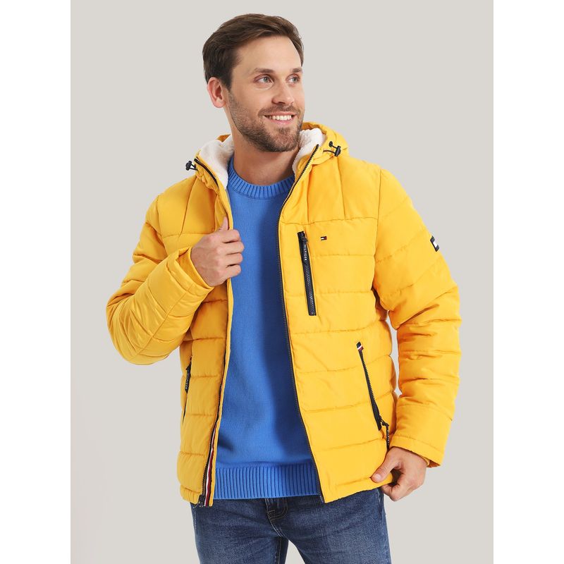 TOMMY HILFIGER - Parka Hoodie Quilted Con Logo Amarillo Tommy Hilfiger