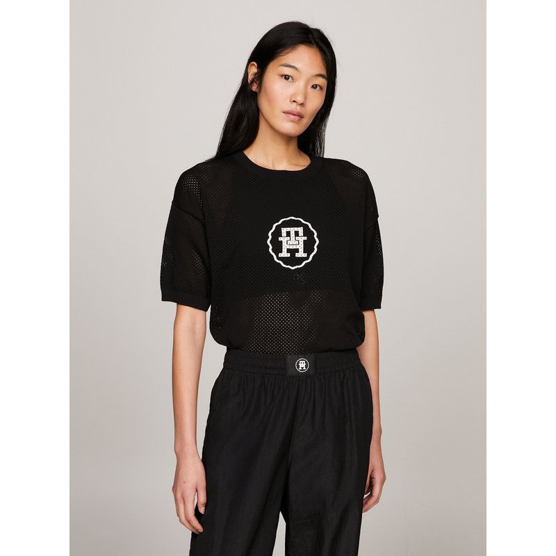 TOMMY HILFIGER - SWEATER SPORT CON LOGO NEGRO TOMMY HILFIGER
