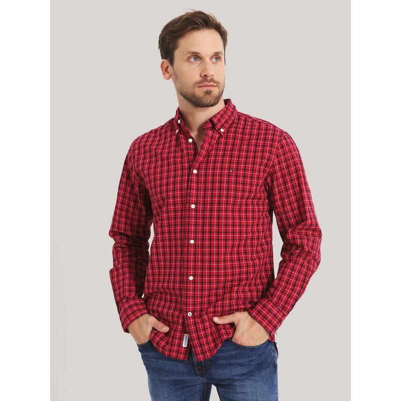 TOMMY HILFIGER - CAMISA FLEX REGULAR FIT CON CUADROS ROJO TOMMY HILFIGER
