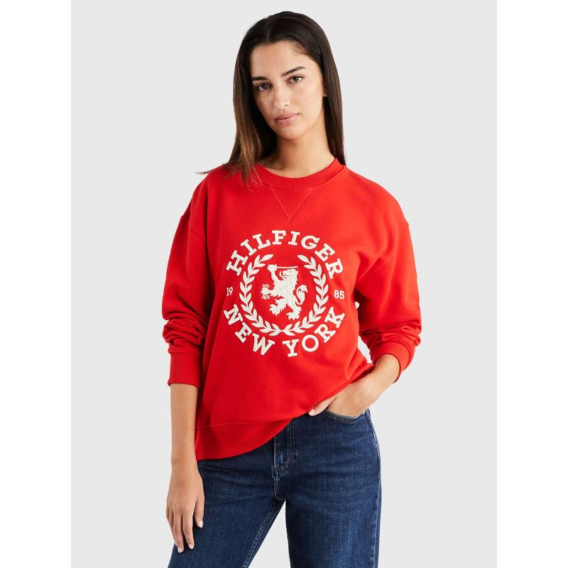 TOMMY HILFIGER - POLERÓN CREST LOGO BORDADO ROJO TOMMY HILFIGER