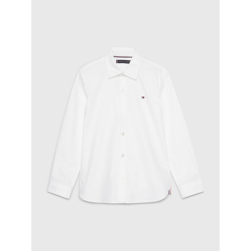 TOMMY HILFIGER - CAMISA DOBBY DE ALGODÓN CON LOGO BLANCO TOMMY HILFIGER